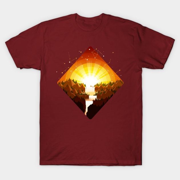 Autumn Waterfall T-Shirt by Prok_Art